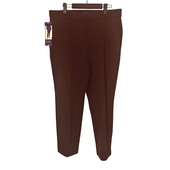 NWT Banana Republic Womens Size 14 Ponte Pant Brown Slim Fit Stretch - Picture 1 of 14